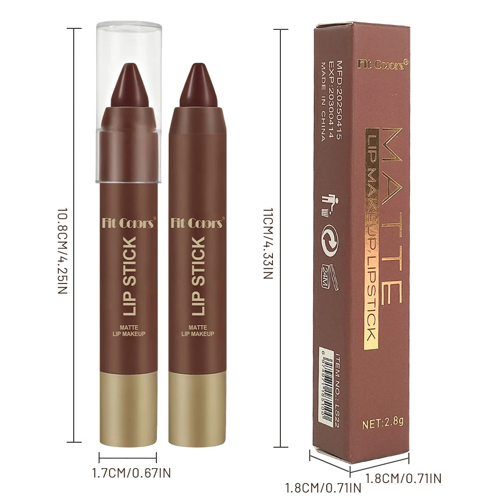 FIT COLORS Matte Soft Mist Lip Liner Lipsticks 6 Colors Smooth and Pigmented Non-Stick Chocolate Lipsticks