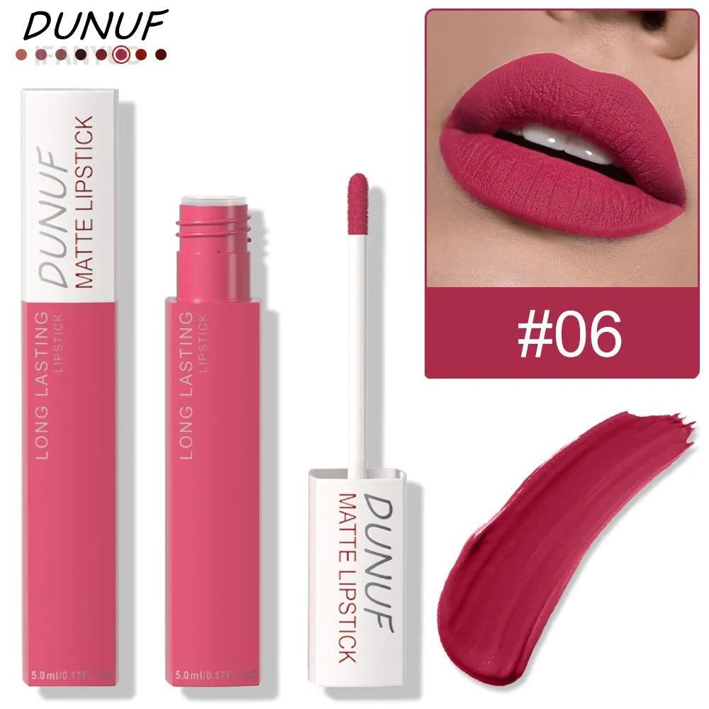 Non Stick Cup Liquid Lipstick Dark Purple Long Lasting Lip Gloss Matte Velvet Finish Resistant To Fading Waterproof Lip Cosmetic