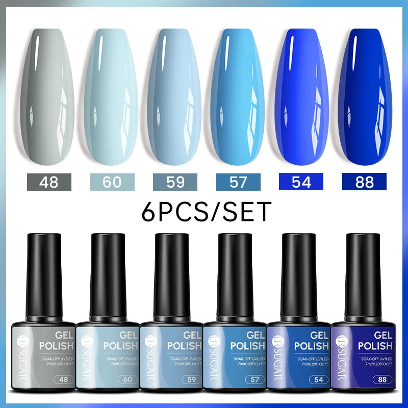 UR SUGAR 7ml All Season Gel Nail Polish Set Nude Pink Red Glitter Semi Permanent UV Gel Kits All For Manicure Soak Off Vernis