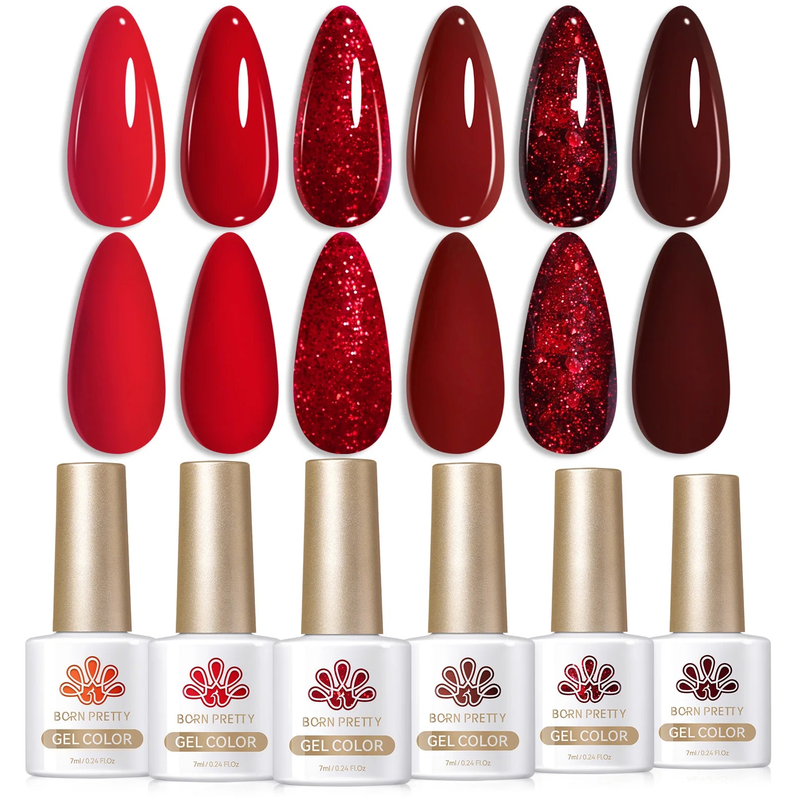 BORN PRETTY 6pcs Crystal Amber Gel Nail Polish Set Jelly Pink Nude Winter Semi Permanent Soak Off UV LED Varnish Manicure Kits