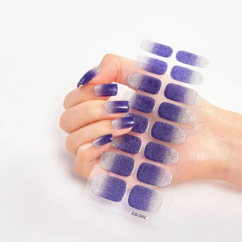 DIY Semi Cured Gel Nail Stickers Long-Lasting Solid Color Nail Strips Patch Slider Nail Sticker Full Cover Decal Manicure Patch