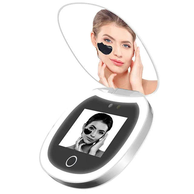 UV Mirror Sunscreen Testing Camera with Light 2X Magnification Travel Makeup 3.5in Pocket Size L Pocket Mirror Sunscreen Mirror