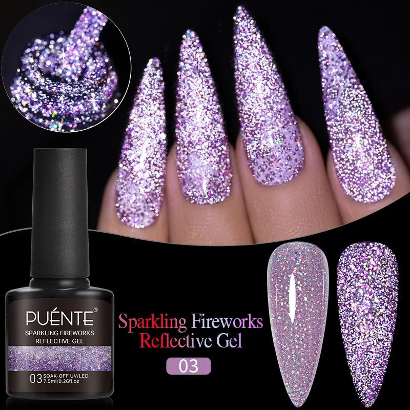 7.5ML Sparkling Rainbow Cat Magnetic Gel Nail Polish Pinkish Purple Laser Cat Eye Gel Soak Off UV Nail Art Varnish For Manicure