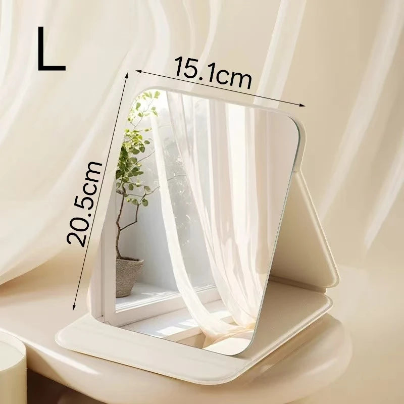 1PC Portable Compact Folding Makeup Mirror - Desktop Size, Suitable for Student Dormitories, Homes, with Storage Function