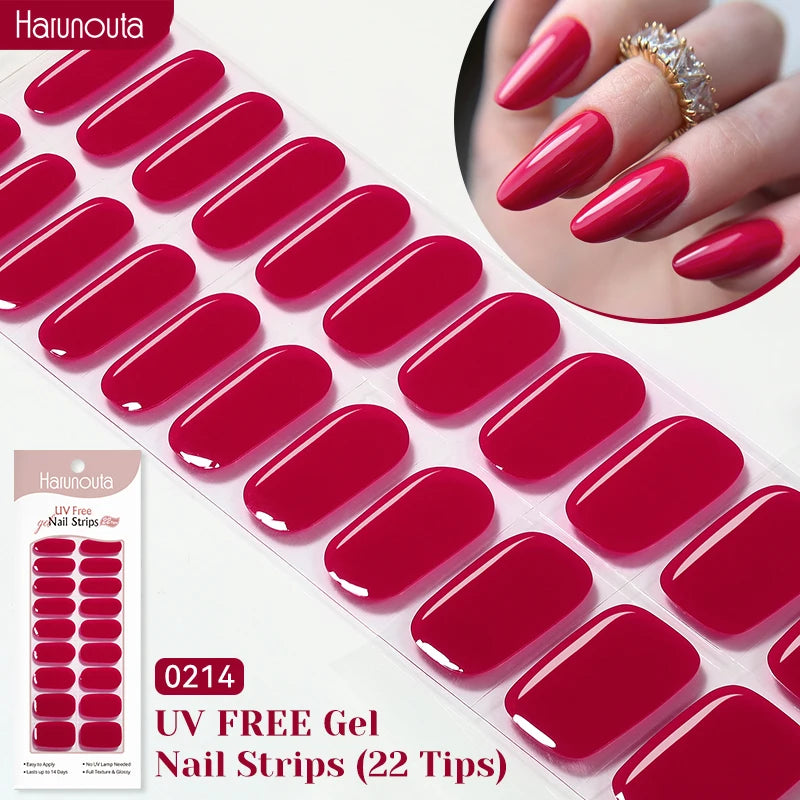 22strips UV Free Nail Gel Strips Loving Heart Gel Polish Nail Sticker Curing-free Adhesive Stickers for Nails Long Lasting Wrap