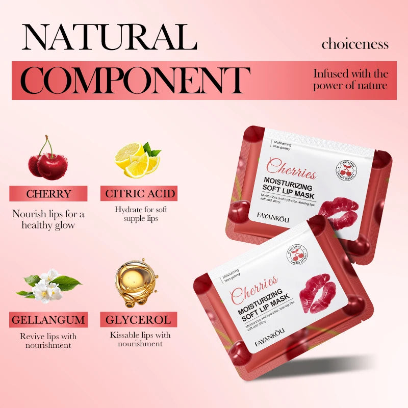 FAYANKOU Cherry Crystal Collagen Lip Mask Moisturizing Plump Lips Lips Moisturizer Lip Patches Lips Plumper Skin Care Products