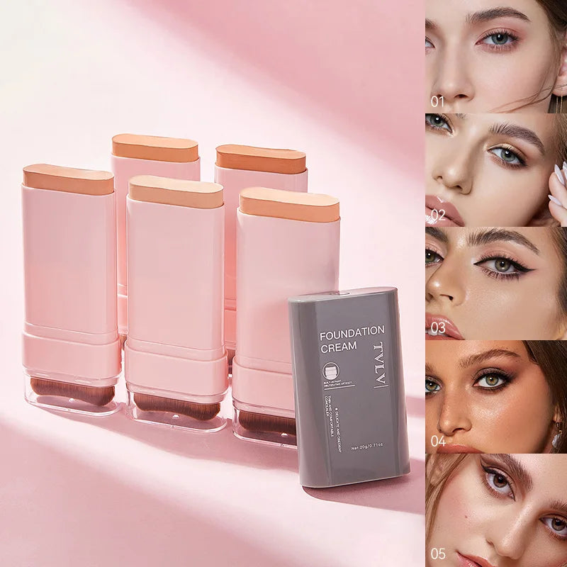 TVLV Concealing Foundation Stick with Built-In Brush - Waterproof