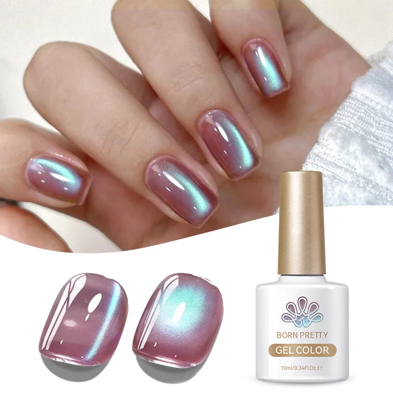 BORN PRETTY 10ml Fruit Purple Grape Cat Magnetic Gel Nail Polish 2025 New Whitening Guava Glass Beads Varnish Nail Supplies