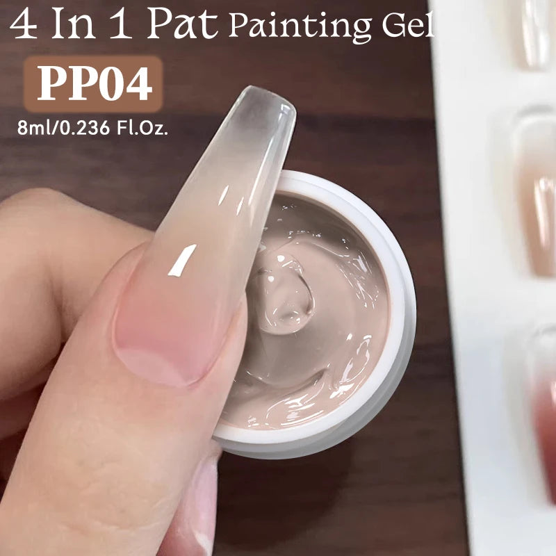 UR SUGAR 4 In 1 Pat Painting Gel Nail Nude Pink Color Painting Liner Nail Art Used For Gradient Cover Edge Nail Stamping Pattern