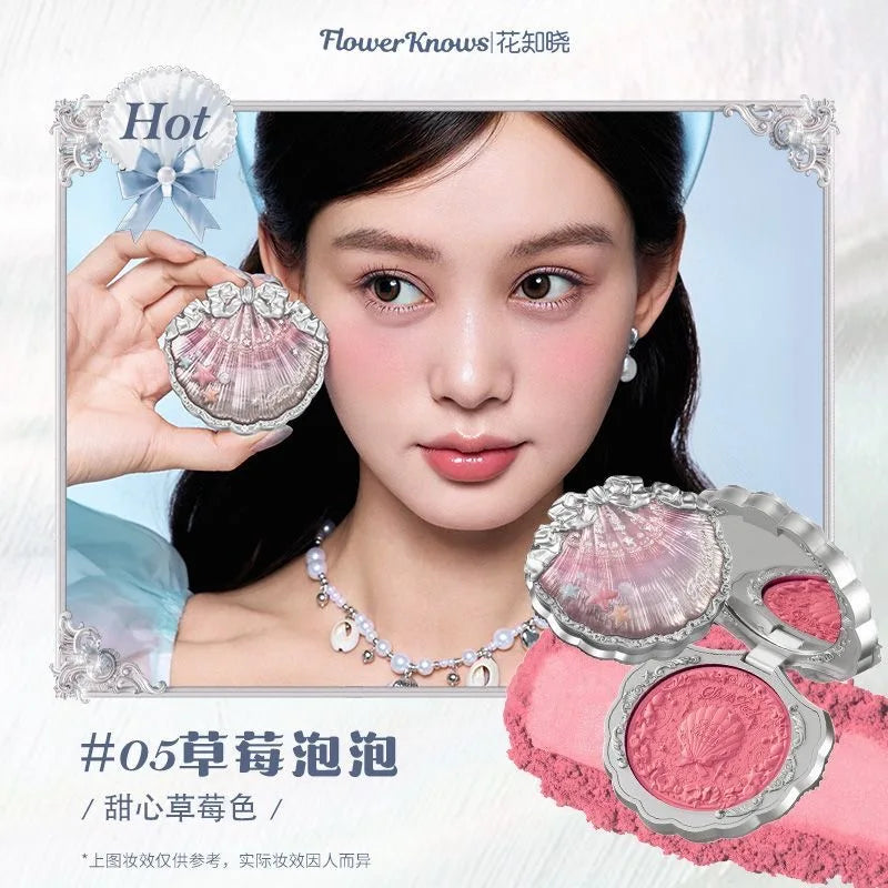Flower Knows Strawberry Rococo Series Embossed Blush Fine Powder Makeup Smooth Long-Lasting Blusher Face Enhancing Makeup Color