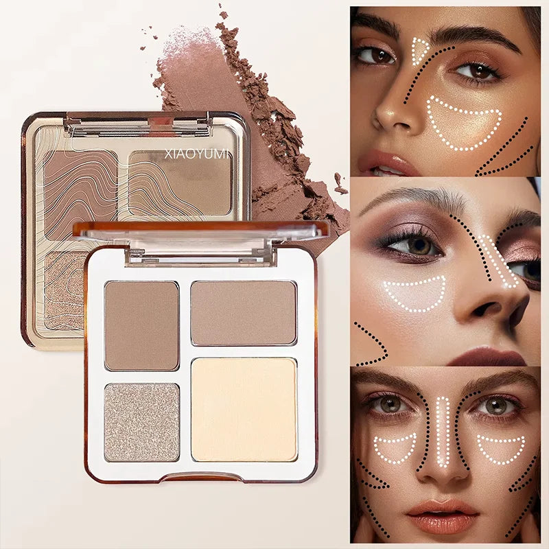 Natural 3D Face Pressed Powder Palette Matte Bronzer Contour Shade Multi-Purpose Highlighter Cosmetics Gift