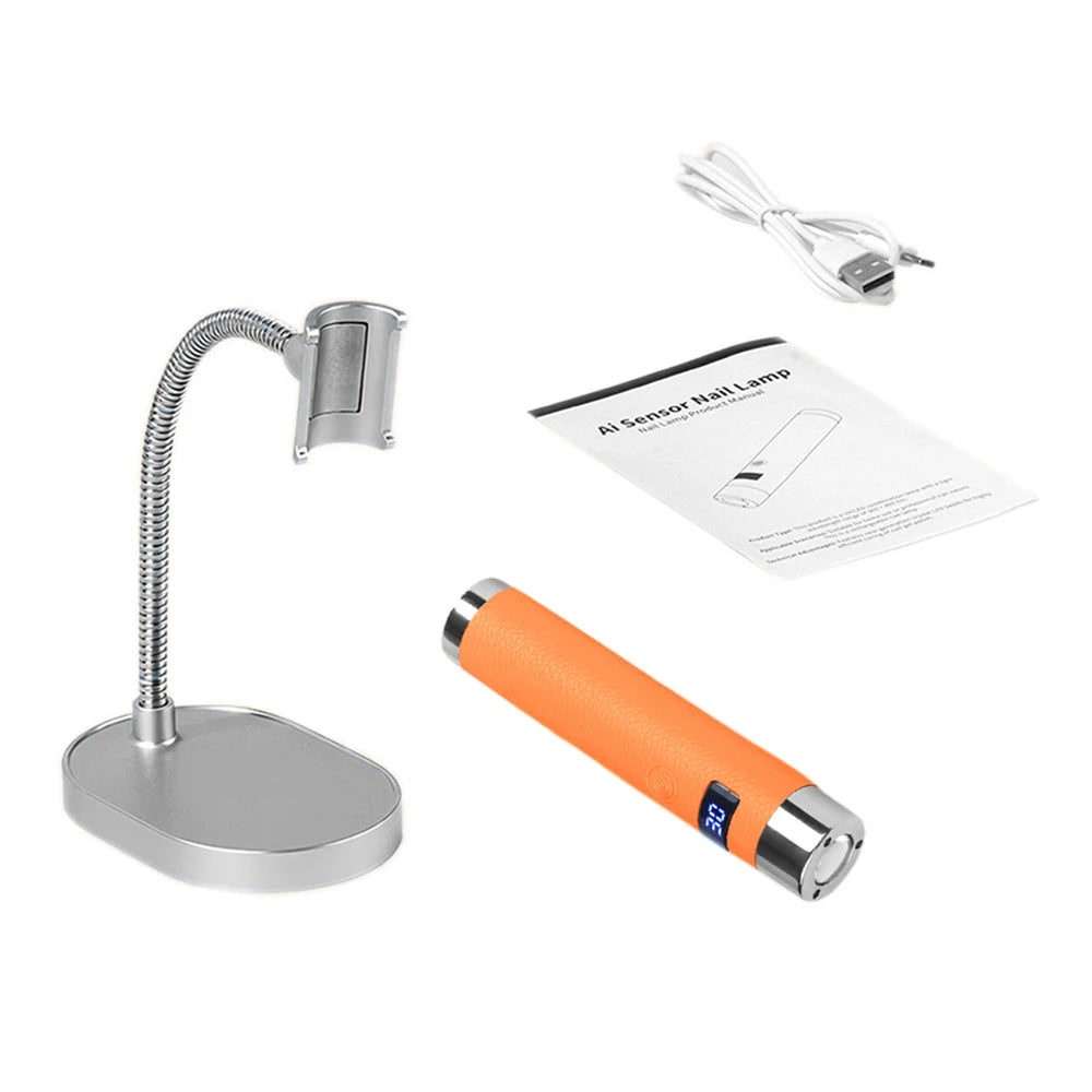 Portable Nail Dryer Light UV Nail Lamp Rechargeable Gel Nails Lamp With Flexible Hose  LED Therapy Light Nail Art Tools