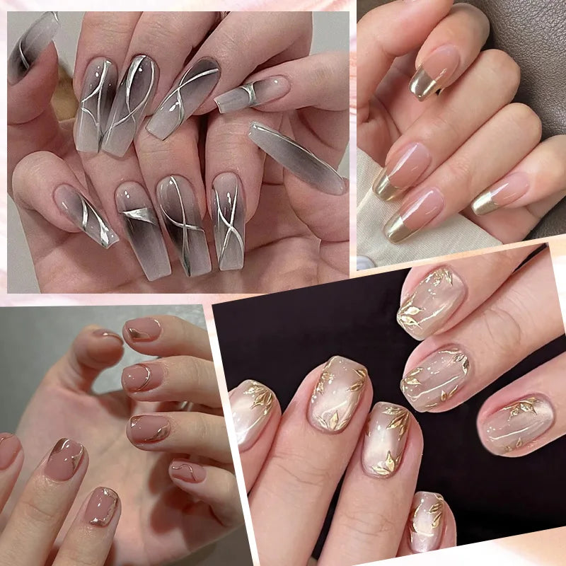 LILYCUTE 5ml Super Bright Metallic Painting Liner Gel Nail Polish UV LED Painting Gel Nail Art Drawing Stripe Pull Line UV Gel