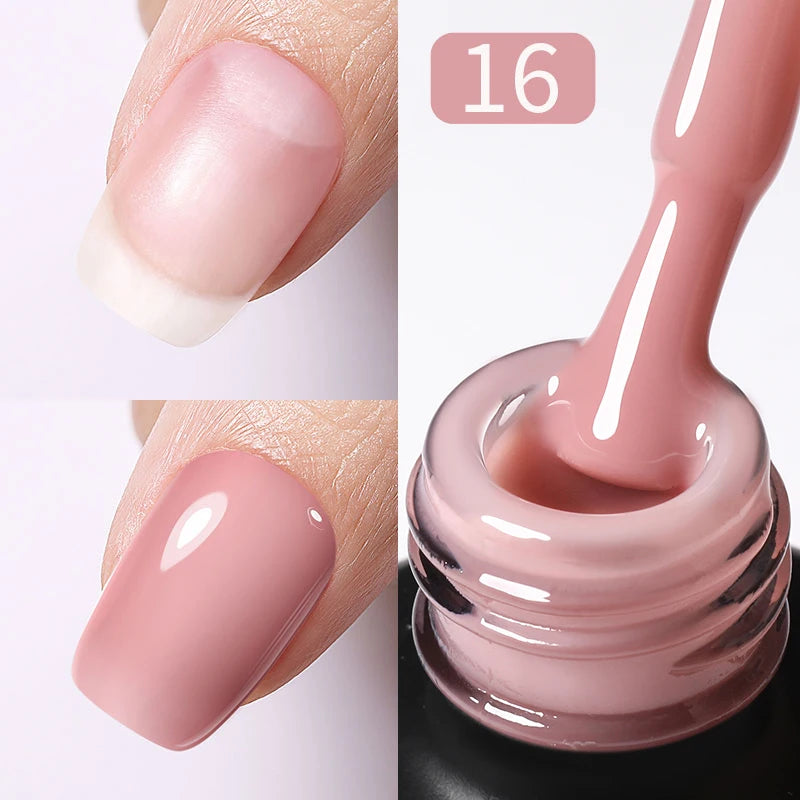 BORN PRETTY Milky Jelly Rubber Base Gel for Gel Nail Polish 15ml Russian Self-leveling Nude Color Soak Off Semi Permanent UV Gel