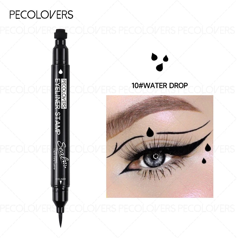 1PC Liquid Eyeliner Stamp - Waterproof, Slim Gel Felt Tip with Heart, Star, Triangle & Flower Shapes for Creative Eye Makeup