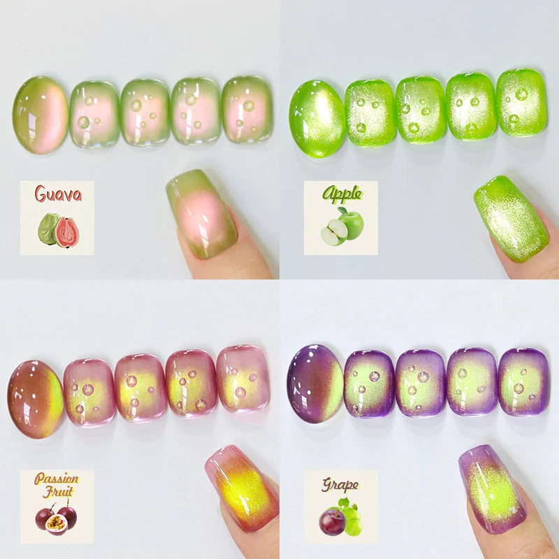 BORN PRETTY 10ml Fruit Purple Grape Cat Magnetic Gel Nail Polish 2025 New Whitening Guava Glass Beads Varnish Nail Supplies
