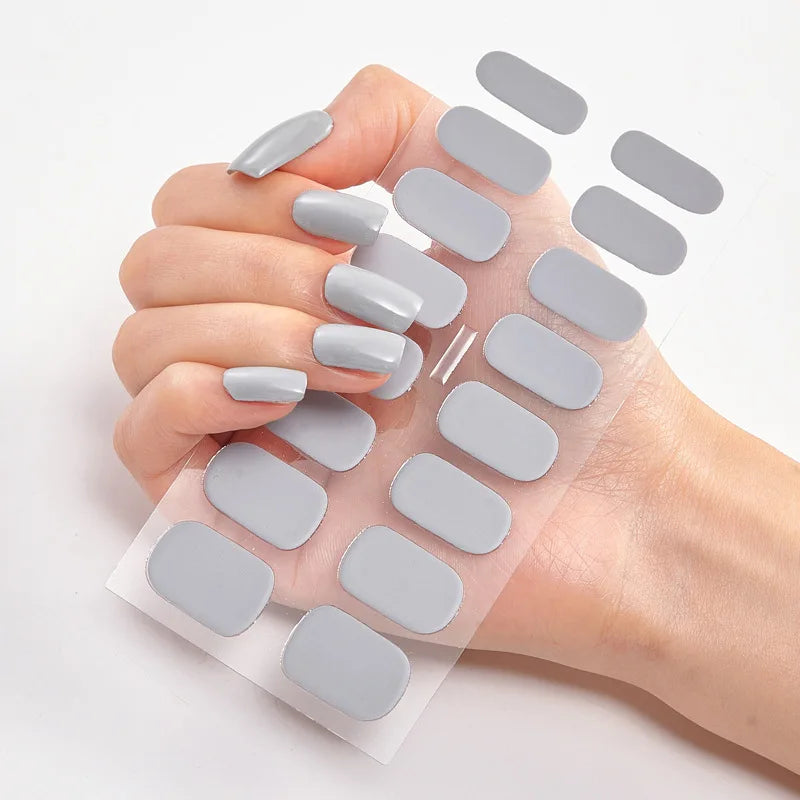 Pink Nude Full Cover Nail Sticker Gradient Color Self-Adhive Simple Full Nail Wraps DIY Thermal Effect Nail Art Making Manicur
