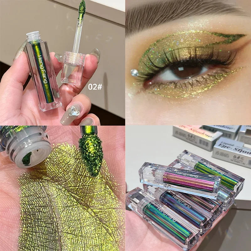 Chameleon Liquid Eyeshadow Eyeliner Sparkling Liquid Eye Shadow Metallic Shining Eye Shadow Liner Makeup Green Purple Silvery