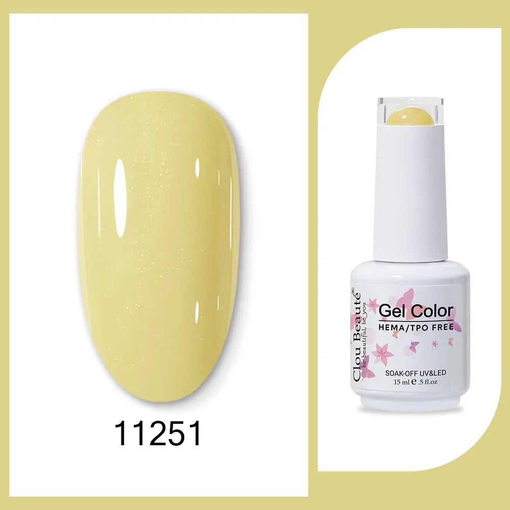 Clou Beaute 15ml Red Black White Green Neon Gel Nail Polish Base Top Coat Velvet Top 400 Colors Semi Permanent Gel Nail Varnish
