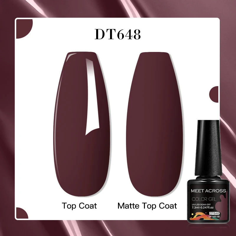 MEET ACROSS 160 Colors 7.3ml Gel Nail Polish Vernis Glitter Sparkly Semi Permanent Soak Off LED UV Gel Varnish Nail Art Manicure