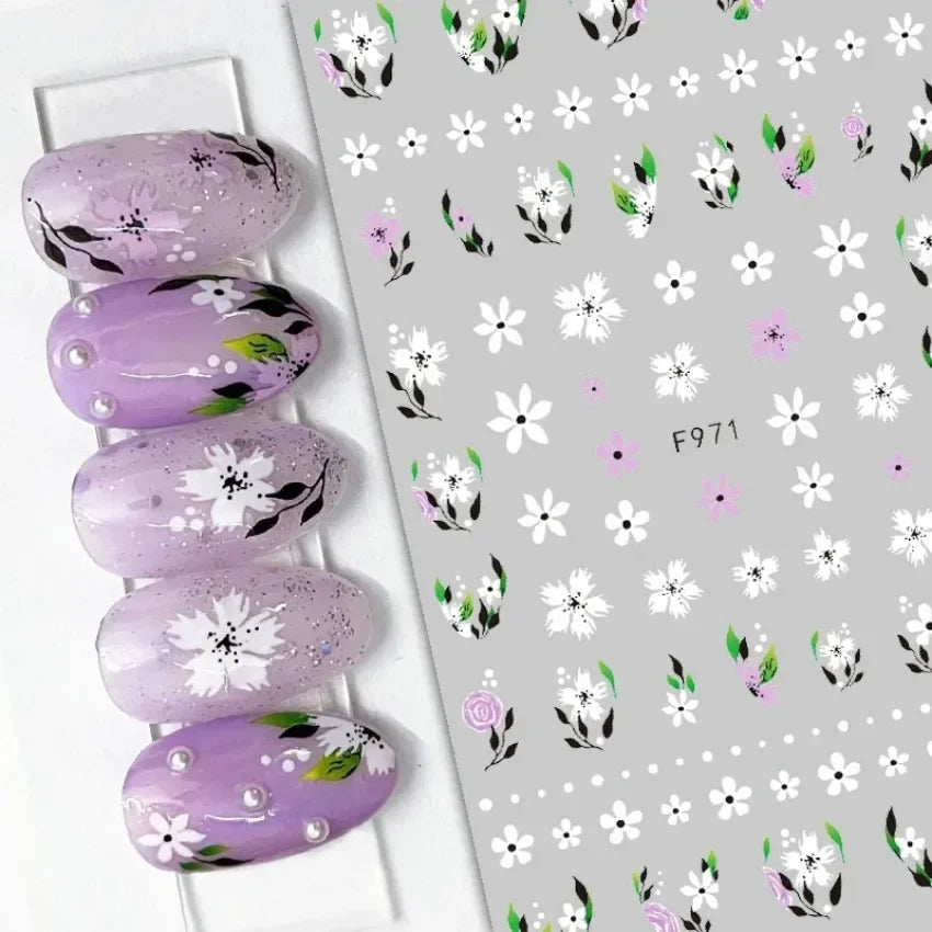 Elegant Butterfly Nail Manicure Stickers Blue Butterflies Leopard Retro Flowers Adhesive Decal Wedding Charm Manicure Tips