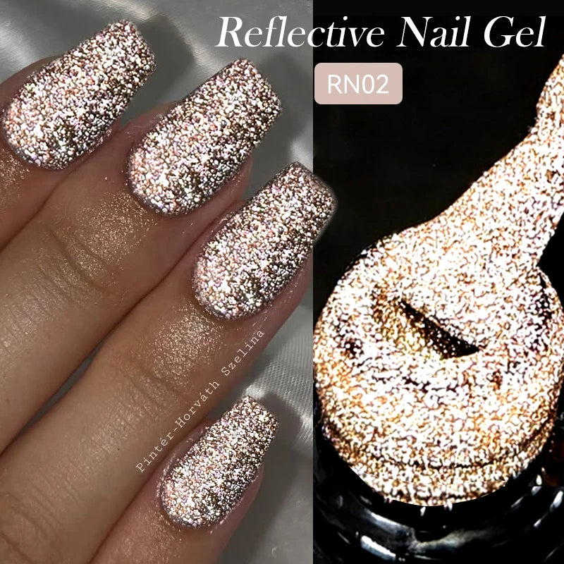 LILYCUTE 7ML Black Silver Red Reflective Glitter Gel Nail Polish Sparkling French Soak Off Long Lasting Manicure Nails Art Gel