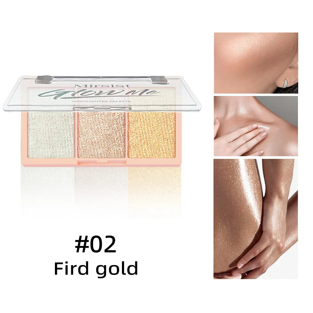 Waterproof Highlighter Makeup Palette Shimmer Contouring Powder Non Sticky Face Cosmetics Brightening Skin