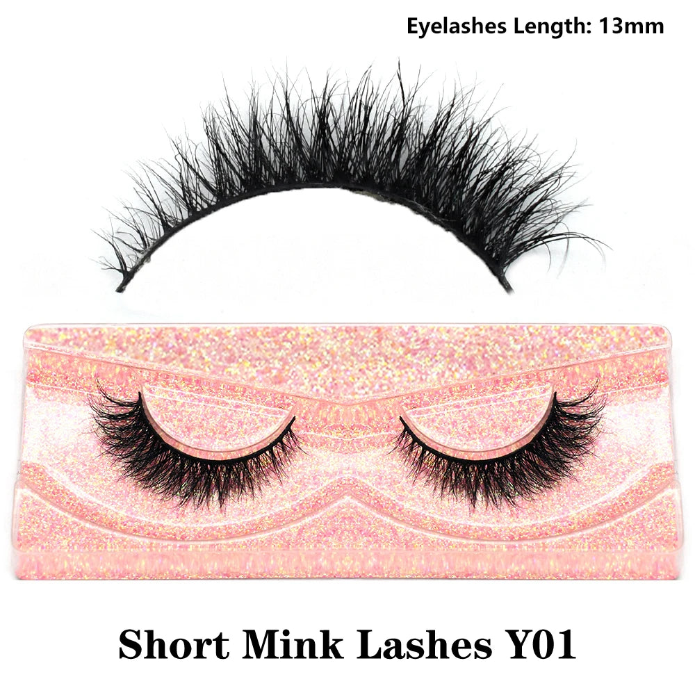3D Mink Fluffy Half False Eyelashes Natural Soft Lightweight Clear Band Half Eye Strip Lashes Reusable Short Eyelashes Extension