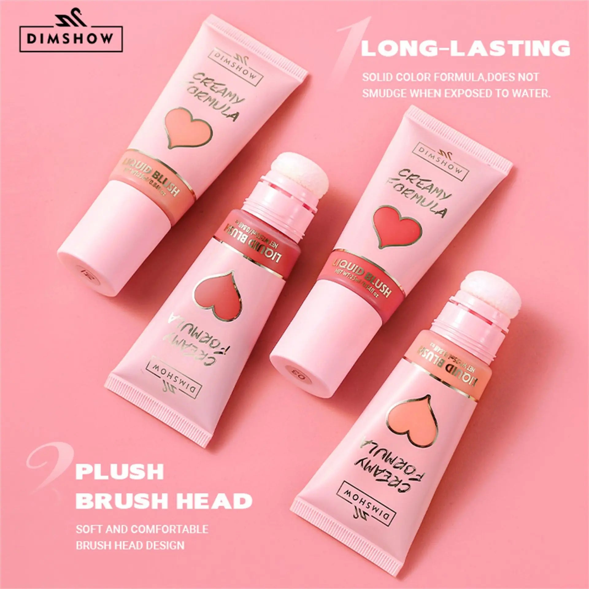 DIMSHOW 6 Color Head sponge head velvet skin sense lips and cheeks with low light moisturizing water and easy color blush