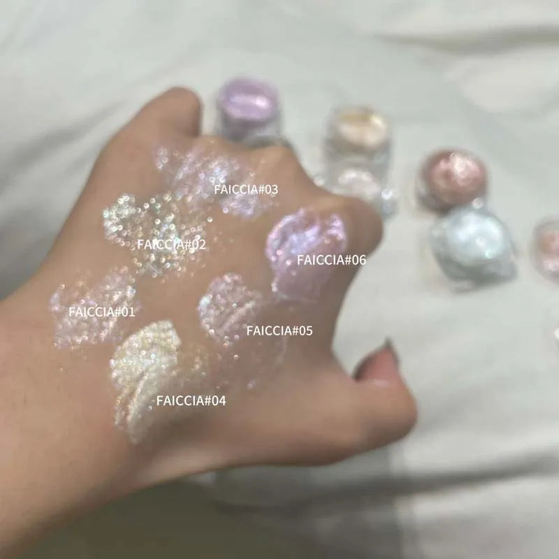 Sparkling Glitter Liquid Gel Eyeshadow Metallic Silver White Highlighter Sequins Eye Shadow Waterproof Shiny Silkworm Eye Makeup