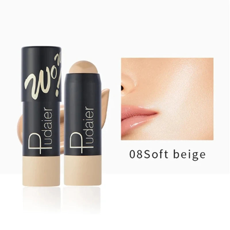 Full Coverage Lightweight Foundation Stick Contour Face Makeup Lasting Nude Foundation Base Hide Blemish Bronzer Cosmetics Brush