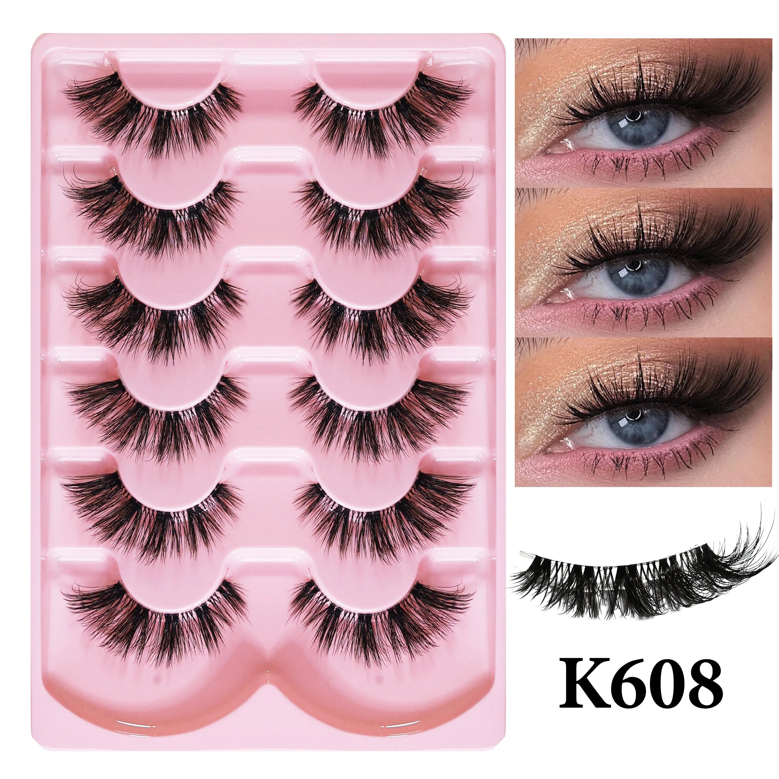 MIOFIA New 5 Pairs Fake Lashes D Curl Fluffy Soft Volume Eyelash Extensions Natural Look 3D Faux Mink False Eyelashes Makeup