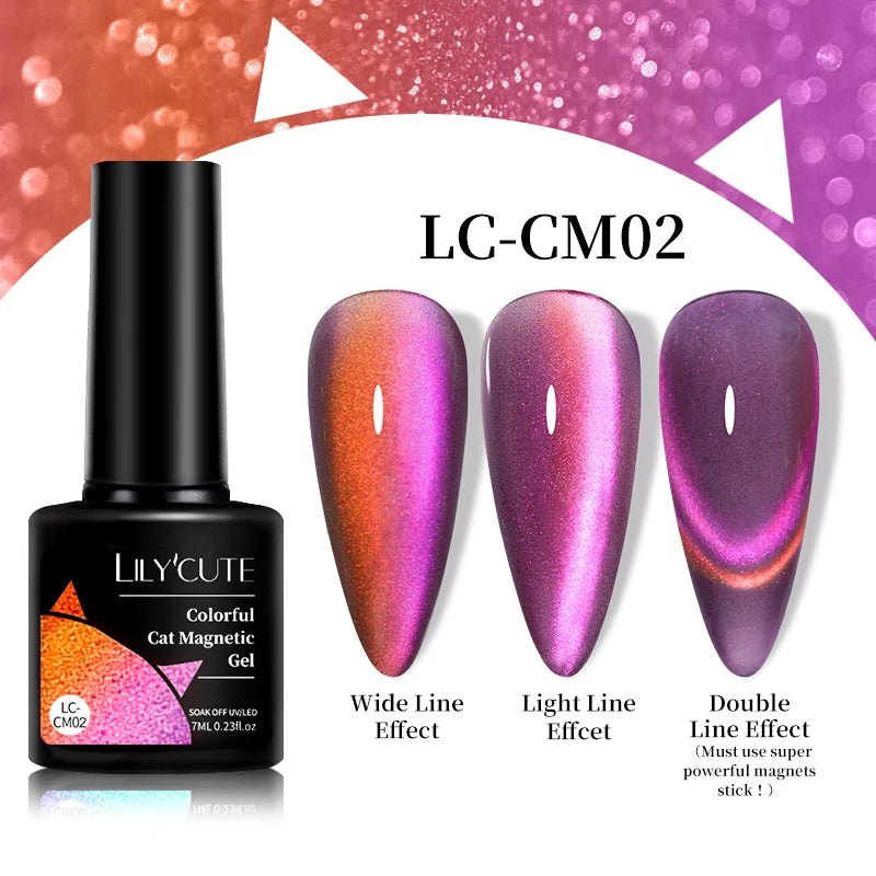 LILYCUTE 7ml Fruit Grape Purple Cat Magnetic Gel Nail Polish Vernis Semi Permanent Soak Off Colorful Gel Polish Nails Supplies