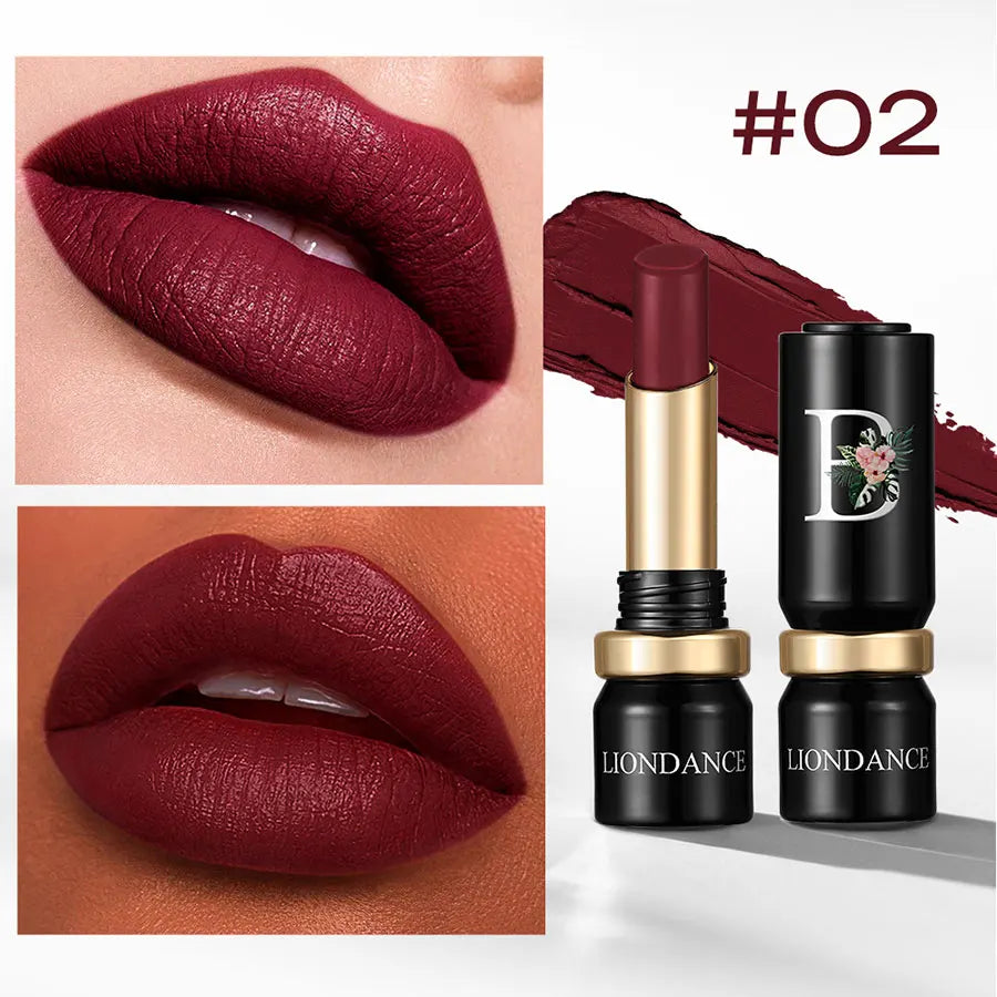 LIONDANCE Velvet Matte Lipstick Nude Soft Dark Color High Pigmented Long-Lasting Waterproof Lip Balm for Women Gift for Girls