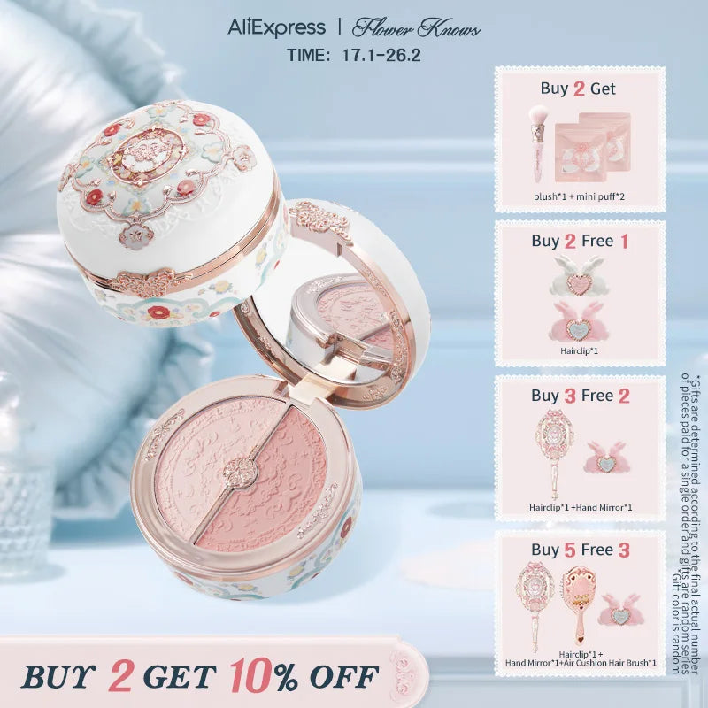 Flower Knows Butterfly Cloud Collar Collection Rouge Box Highlighting & Blush Duo Powder Brightening Auxiliary colors 6g