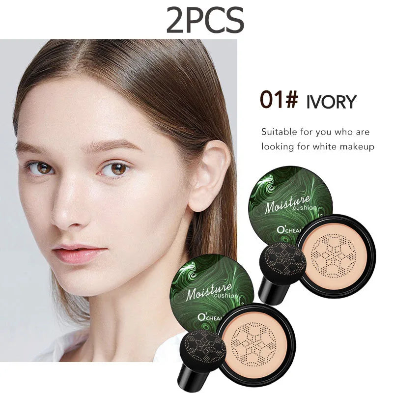 Ocheal BB Cream Air Cushion Compact Make Up Foundation Concealer Cream for Face Cosmetics Makeup Mushroom Head Puff
