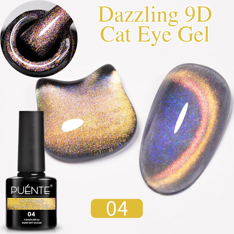 7.5ML Sparkling Rainbow Cat Magnetic Gel Nail Polish Pinkish Purple Laser Cat Eye Gel Soak Off UV Nail Art Varnish For Manicure