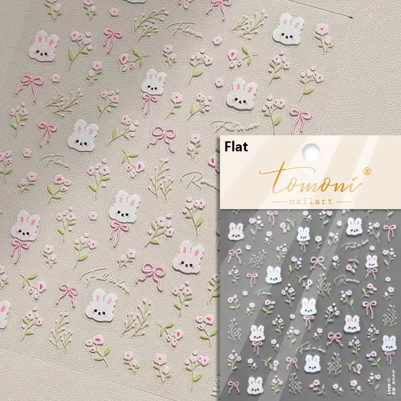 1pcs 5D Japanese Kawaii Bear Nail Art Stickers Brown Cartoon Animals Self-Adhesive Nail Decoration Decals DIY Slider Accessories