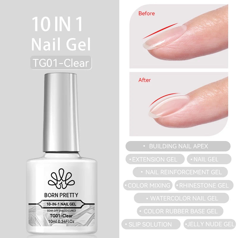 BORN PRETTY 10ml Translucent Color Gel Polish Jelly Nude Autumn Jelly Amber Semi Permanent UV Gel Nail Art Soak Off Gel Varnish