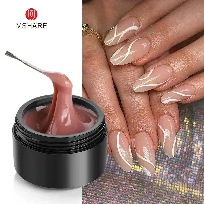 MSHARE 50ml Natural Nails Gel Builder Nalil Tpo Free Self Leveling Gel for Nail Extension Construction Pink Shade UV Led Gel