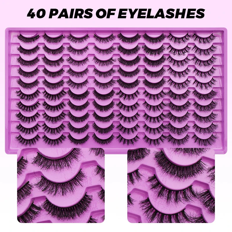 DINGSEN 40 pairs Volume Strip Lashes Faux Mink False Eyelashes Kit Cosmetics Soft Fake Volume Eyelash Extensions Wholesale