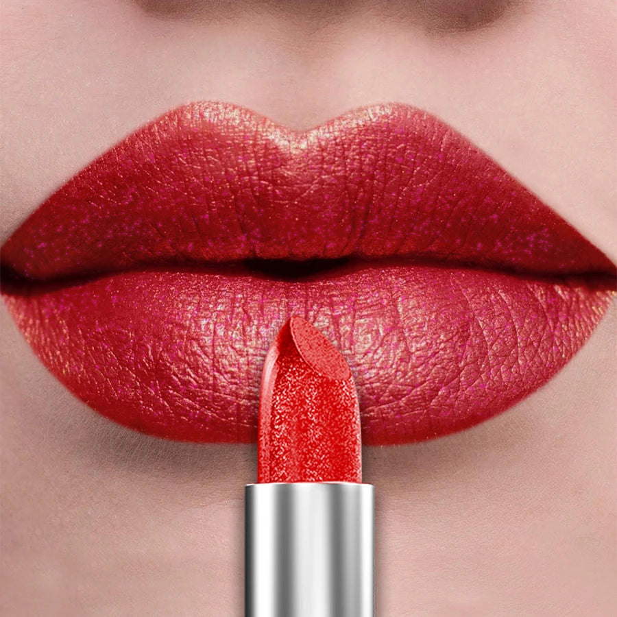 21Colors Bold & Intense Glitter Shiny Metallic Lipstick Pearlescent Lip Tint,Long Lasting Lip Senior Matte Lip Makeup Gifts for