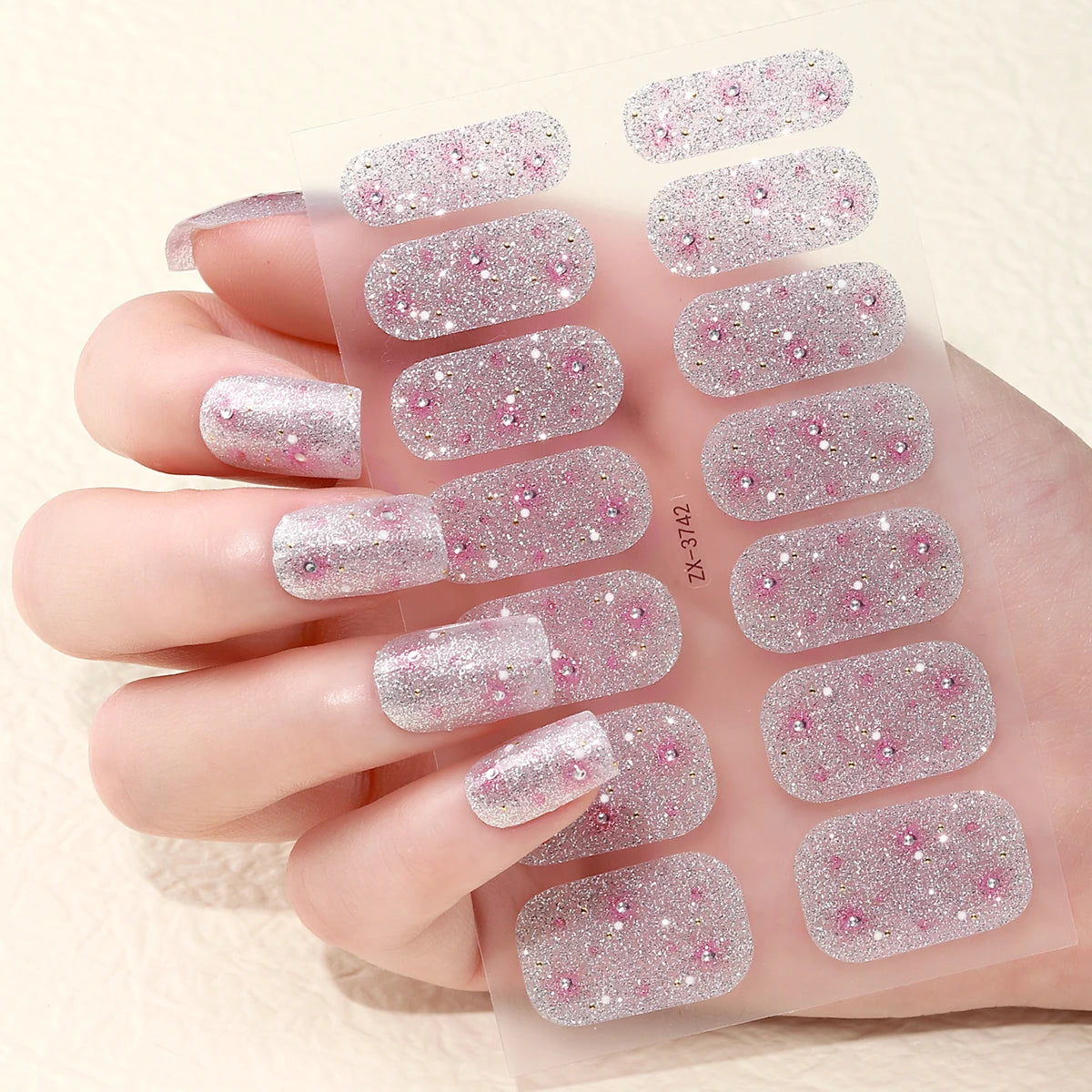 14Tips DIY Baking-Free Nail Stickers Spring Summer Flowers Self-Adhesive Nail Strips Full Cover Nail Decoration Decal