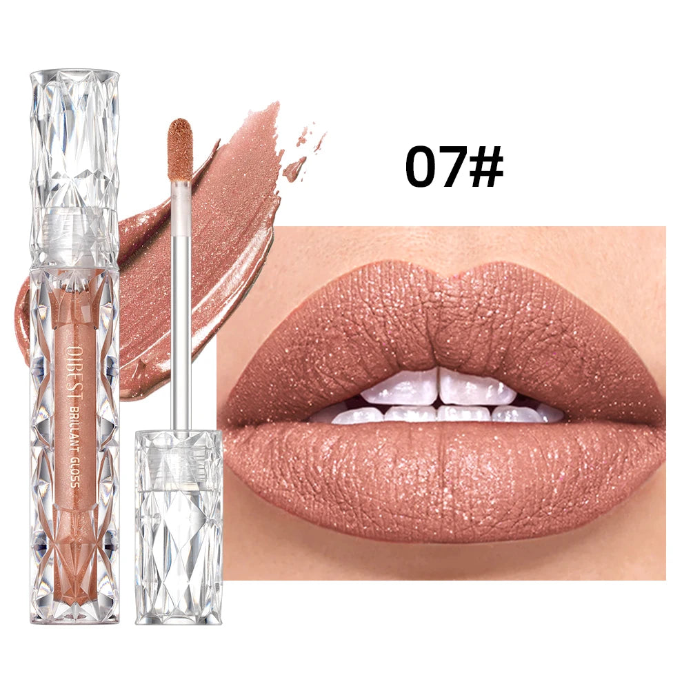 Qibest Glitter Shimmer Liquid Lipstick - Matte Waterproof Lip Gloss