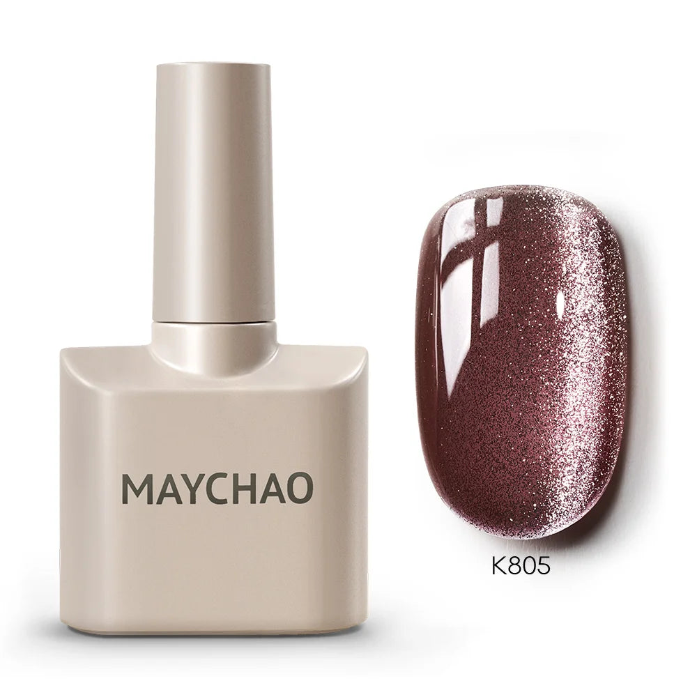 MAYCHAORomantic Galaxy Cat Eye Gel Nail Polish With Magnet Soak off UV Holographic Magnetic Rainbow Gel Polish for Nail Manicure