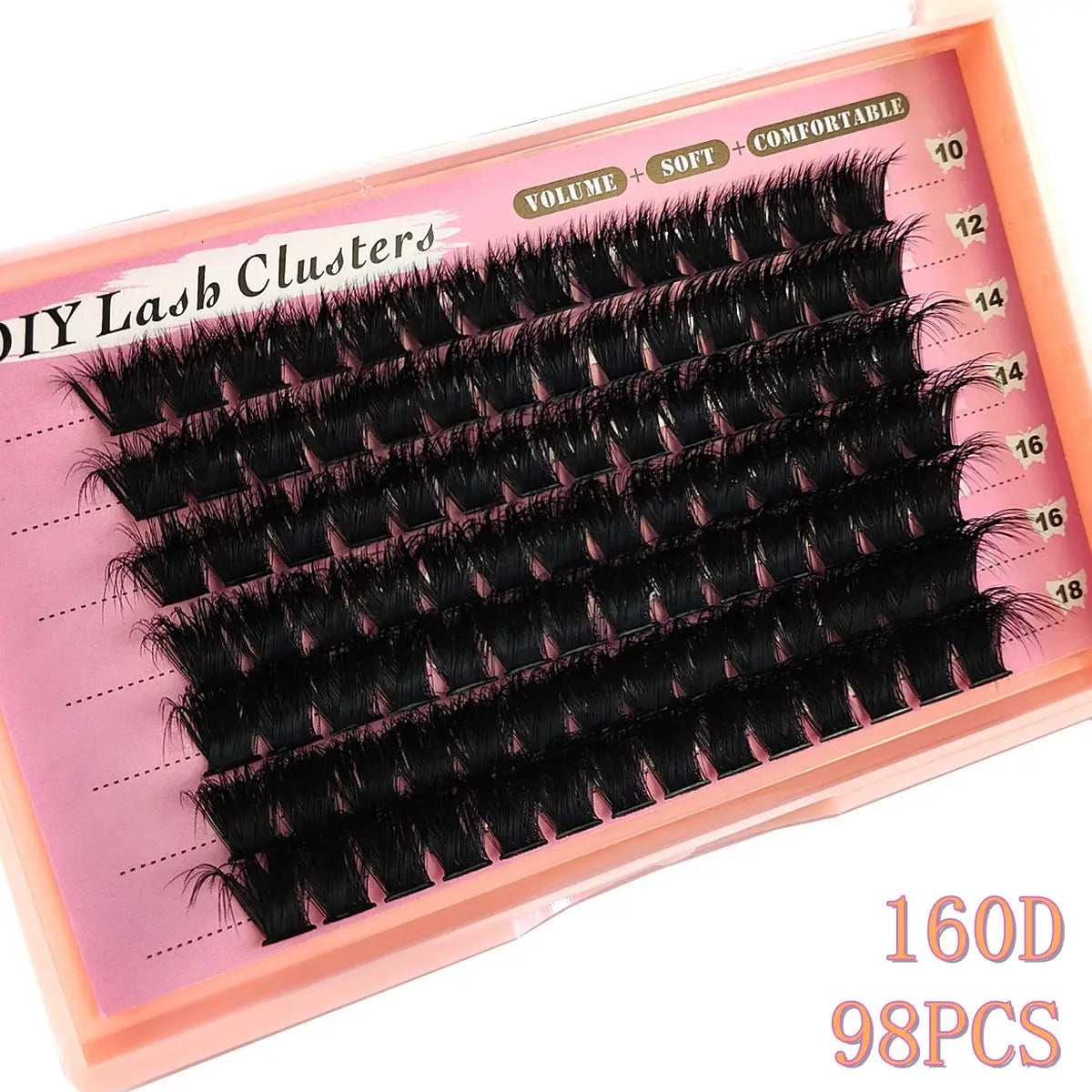 10Row 40D-200D 5D Fluffy Thick Lashes Clusters 10-18mmMix Wispy Individual Lashes Extensions Clusters DIY Makeup False Eyelashes