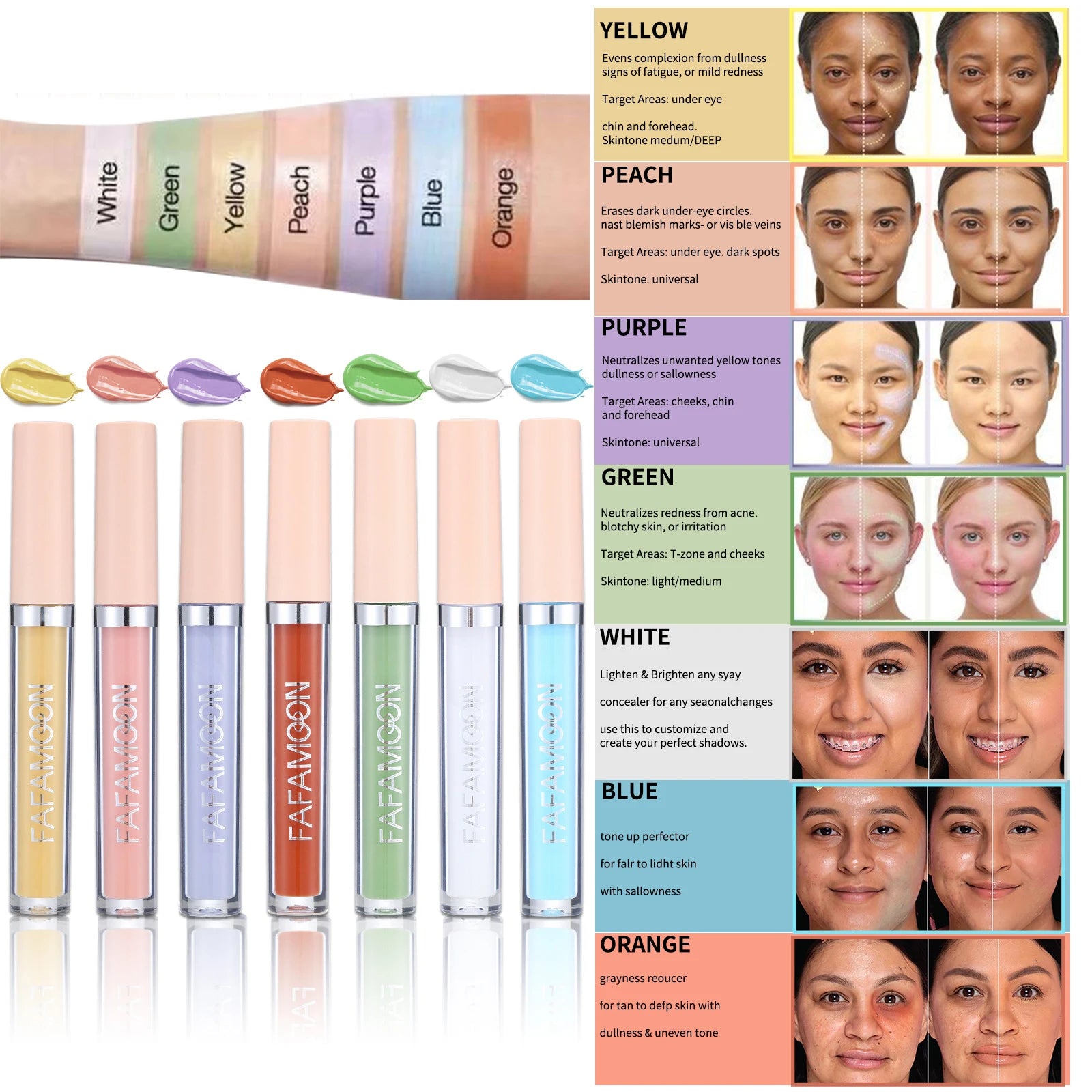Liquid Concealer Face Contour Dark Circle Cover Makeup Face Foundation Concealer Correcting Skin Color Women Beauty Maquiagem