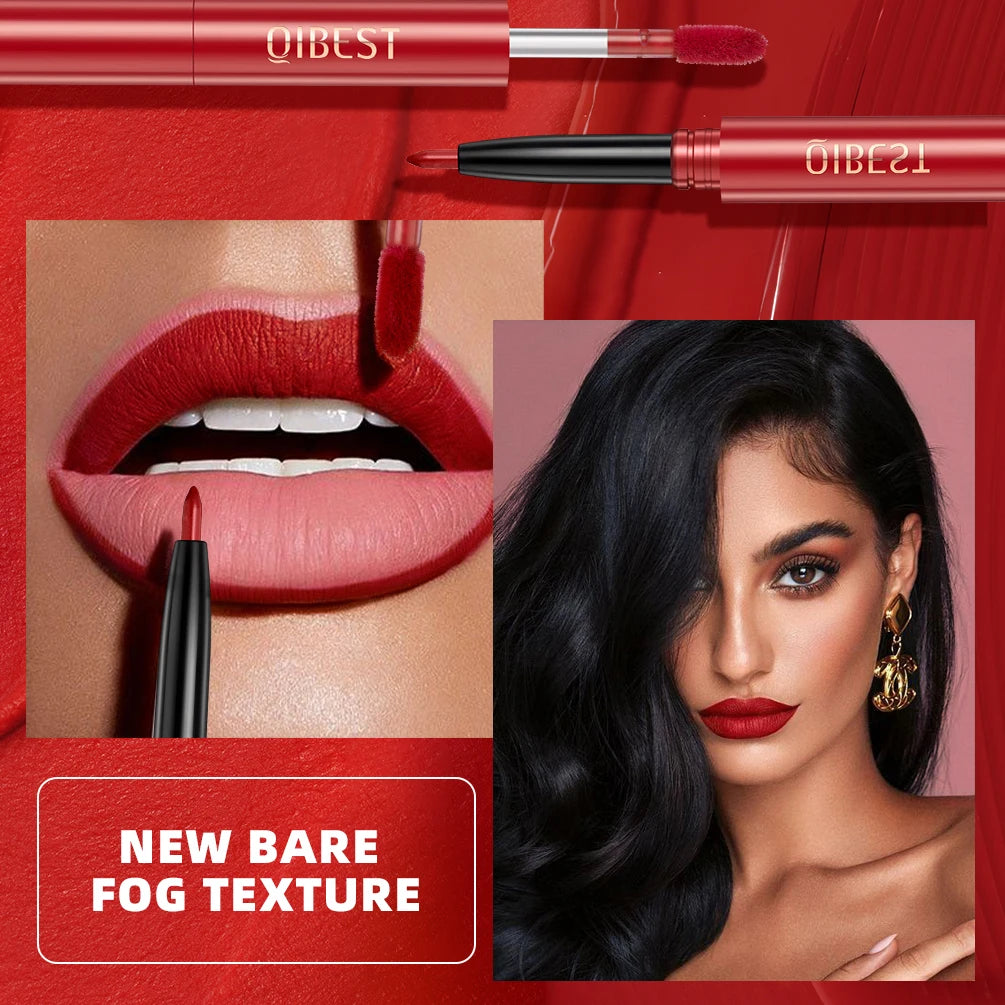 2 In 1 Double-end Lipgloss Lipliner Moisturizing Lipgloss Waterproof Long Lasting Matte Lip Liner Pen Makeup Lipliner 6 Colors