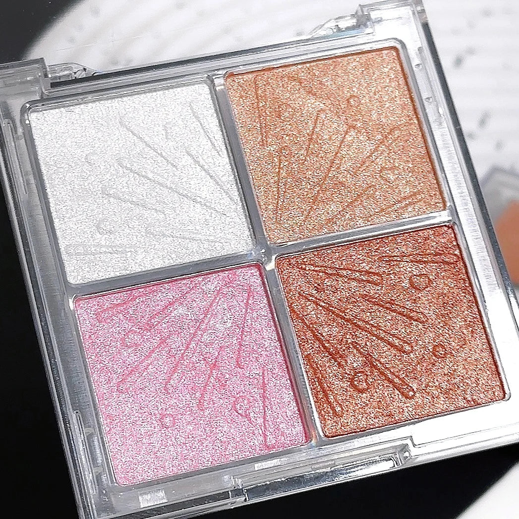 4 Color Face Highlighter Palette Illuminator Palette Natural Glow Waterproof Glitter Shimmer Baked Powder Highlighter Makeup