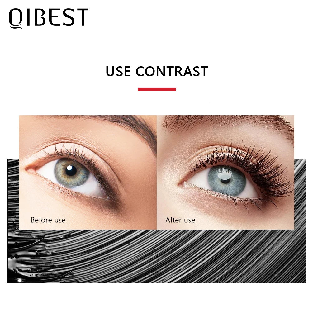 Qibest 4D Silk Fiber Mascara - Black Waterproof Lengthening